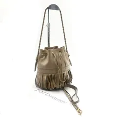 ■極美品■J&M DAVIDSON  ジェイアンドエムデヴィッドソン　カーニバル 2WAY フリンジバッグ　ショルダーバッグ　ベージュ系　ゴールド金具　スペイン製　MAH 巾着　レザー　本革　レディース 保存袋