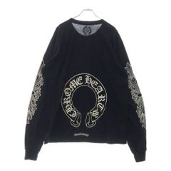 CHROME HEARTS (クロムハーツ) FLRL CRS Horseshoe Thermal L/S TEE フローラルクロス ホースシュー サーマル クルーネック長袖Tシャツカットソー ロングスリーブ ロンT ブラックのサムネイル