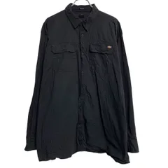 Dickies 長袖 ワークシャツ XL ブラック ディッキーズ ボタン ビッグサイズ ワークウェア 胸ポケット 古着卸 アメリカ仕入 a701-6045のサムネイル