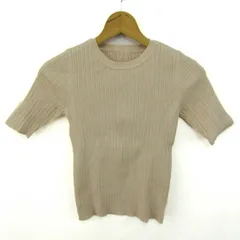 リリーブラウン ニット トップス 五分袖 クルーネック リブ セーター レディース ONEサイズ アイボリー LILY BROWN 【中古】