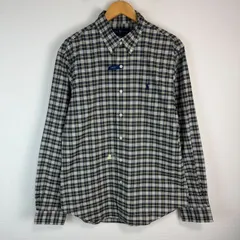 新品未使用 Ralph Lauren ラルフローレン シャツ 長袖 チェック 総柄 ボタンダウン ワンポイントロゴ ロゴ刺繍 ネイビー Lサイズ メンズ 古着 ストリート