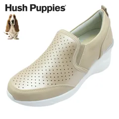 Hush Puppies ハッシュパピー レディース スニーカー L6010FT スリッポン カジュアル ウェッジソール 6cmヒール 幅広 3E 軽量 おしゃれ ベージュのサムネイル