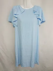 ◇ ◎●未使用● ⊂ CUI YING スイエイ 半袖 膝下丈 ワンピース サイズL ライトブルー系 レディース E  【1409240045090】