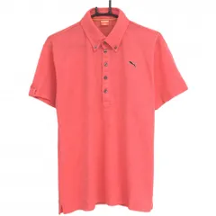 【超美品】プーマ 半袖ポロシャツ 杢ピンク系 ボタンダウン DRYCELL ロゴ刺しゅう メンズ O(XL) ゴルフウェア PUMA