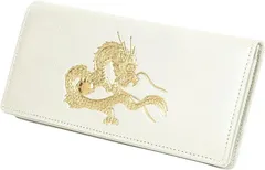 SakuraZen 風水 皇帝龍 長財布 金運アップ 日本製 本革 本金箔刻印 牛革 黄金 竜 メンズ YKK製ジッパー使用 シャンパンゴールド(本体のみ)