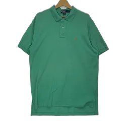 90's vintage 90年代 ヴィンテージ POLO by Ralph Lauren ポロバイラルフローレン ポニー刺繡 半袖 ポロシャツ ワンポイント刺繡 オーバーサイズ ビッグシルエット フィリピン製 Lサイズ エメラルドグリーン
