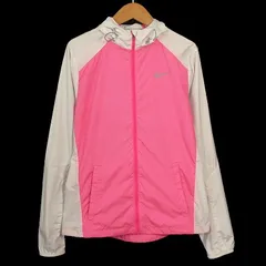 ナイキ NIKE ナイロンジャケット ウインドブレーカー フード ポリエステル M ピンク ホワイト 白