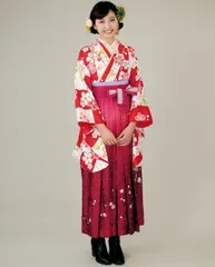 二尺袖着物袴フルセット 着物のブランド：HL アッシュエル ショート丈 卒業式に NO22840