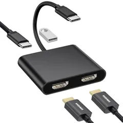 4K@30HZ 4 IN 1 Aibilangose USB C HDMI 変換アダプター デュアル HDMI Type-C マルチディスプレイアダプタ 3画面 4-in-1 USB HDMI 2ポートHDMI拡張【4K対応2つのHDMI+USB-A3.0+P