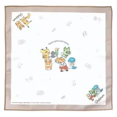 【新品】ランチクロス B：ポケモンといっしょ ブラウン ポケモン ナフキン ポケットモンスター 給食 ランチ お弁当 学生 シワになりにくい ポリエステル 43×43cm