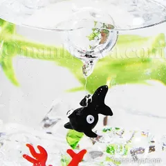 浮き玉 ガラス細工 金魚 インテリア 雑貨 フロート 浮き球 キンギョ 出目金 ブラック