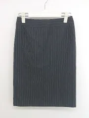 ◇ UNITED ARROWS ストライプ フォーマル 膝丈 タイト スカート サイズ34 ブラック ホワイト レディース P  【中古】 【1211150007637】