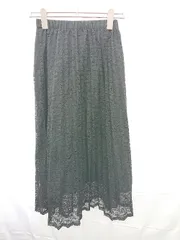 ◇ ⊂ AMERICAN HOLIC アメリカンホリック 総レース ロング丈 プリーツ スカート サイズF ブラック レディース E  【1411070011770】