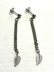 即購入OK! ピアス メンズ シルバー リーフ 未使用 即日発送 匿名配送OK