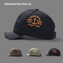 ミリタリー キャップ 錨 navy cap 刺しゅう アンパイア キャップ CAP ネイビー ショートブリム ブラック 刺繍 ビンテージ アメカジ ワーク系 ベースボールキャップ 短ツバ 野球帽 帽子 シニア