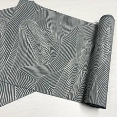 【新品未使用】　匿名配送　反物　小紋　きもの　着物　未仕立て　波模様　波縞模様　グレー　白　茶　絹