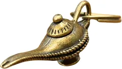 DAZUMA キーホルダー ペンダントトップ 魔法のランプ 真鍮 アンティーク 風水 金運 チャーム グッツ アクセサリー 縁起物 ストラップ( ゴールド)