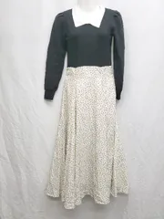 ◇ PROPORTION BODY DRESSING ドット ニット 長袖 膝下丈 ワンピース サイズ<!-利用不可文字-!> アイボリー ブラック系 レディース P  【1407260048572】