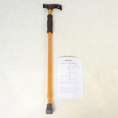 一本杖 光る伸縮杖 細型 木目 64～92cm アルミ 介護 補助 CT040