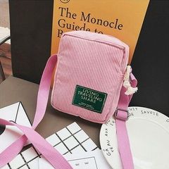 ピンク コーデュロイ ミニ ショルダー 肩掛け バッグ