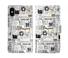 [iPhone12 Pro Max] iPhone16 ケース スカラー スマホケース 手帳型 iPhone16 Pro ケース アイフォン16 15 14 13 12 11 スマホカバー 全機種対応 手帳 ScoLar ドーナツ カフェ ブック 総柄 ダイア