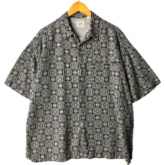 古着 90年代 ギャップ GAP オールドギャップ 総柄 半袖 オープンカラー リネン×コットンシャツ ボックスシャツ/eaa566081