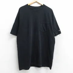 XL/古着 ディッキーズ Dickies 半袖 ブランド Tシャツ メンズ 無地 胸ポケット付き 大きいサイズ ロング丈 コットン クルーネック 黒 ブラ