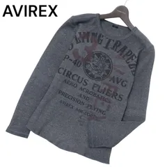 AVIREX アヴィレックス 通年 ロゴプリント★ ワッフル 長袖 サーマル カットソー ロンTシャツ Sz.M メンズ グレー