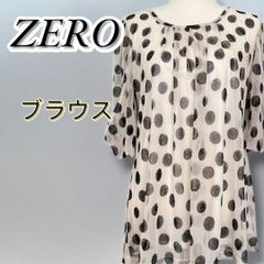 ZEROトップス ブラウス Uネック 半袖 シャツ ドット柄 爽やかカジュアル
