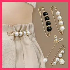 【おしゃれ】 ブローチピン ウエスト調節ピン4点セット キルトピン セット/ウエストサイズ調節/韓国ファッション春 ショールピンレディース パール調ブロー おすすめ おしゃれ　人気 上品 21ZAHUO-013