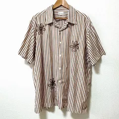 #snc ポールスミス PaulSmith 半袖シャツ 3L 白 茶 開襟 ストライプ 花柄 刺繍 大きいサイズ メンズ [959415]のサムネイル