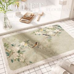 バスマットさわやか花鳥柄カーペットマット室内マット戸口マットトイレマット