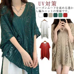 ニット サマーニット 夏 半袖 透かし編み ドルマンスリーブ 半袖 かぎ針編み 薄手 アウター 可愛い ニット トップス Vネック きれいめ 重ね着 レディース レイヤード カジュアル UV対策 紫外#amyz4607