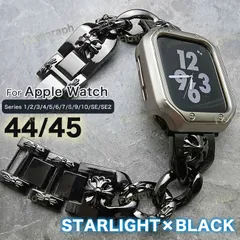 アップルウォッチ バンド apple watch カバー ケース セット 4/5/6/7/8/9/se/se2/se3 CH-117-ST105-C ST×BK 44/45mm