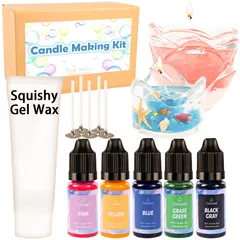 新品 FUNSHOWCASE キャンドル作り セット ジェルワックス 材料 蝋燭 ハンドメイド 着色剤5色 芯5本 ろうそく