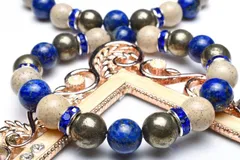 ツタンカーメン王の黄金マスク 瑠璃ラピスラズリxパイライトコラボブレス 当店オリジナルブレス パワーストーン 天然石 _A1008