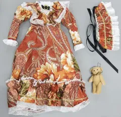 【中古】ドールアクセサリー SD/DD用 ドレス(赤/ペイズリー×フラワー)