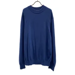 nano universe ナノユニバース 長袖 モックネック ニット XL ネイビー セーター メンズ 古着