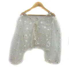 ワンアフター アナザー ナイスクラップ one after another NICE CLAUP ブラウス シャツ 長袖 Vネック ショート丈 花柄 総柄 シースルー レース リボン バックボタン F 白 ホワイト ゴールド /YS37