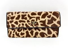 【美品】PRADA 財布　ホック式　長財布　ハラコ　ヒョウ柄　パンサー