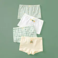 ☆ A（グリーン×クマ） ☆ 150cm ☆ 女の子ショーツ4枚セット ykh977 ショーツ 女の子 ジュニア インナーパンツ インナー パンツ ブリーフ パンティー ボクサーパンツ ブリーフパンツ 下着 4枚セット かわいい 子供 こども 子ども キッズ
