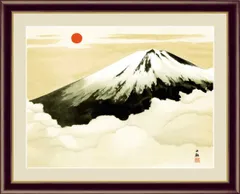 横山大観淡彩彩色画富嶽図絹本肉筆扁額仕立て模写