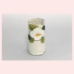 瀬戸焼　色釉白花　箸立（小）※陶器,贈り物,シリーズ,個性的,高級感,高品質,日本製,レトロモダン,かわいい,可愛い,和食器,和柄,フラワー,絵,上品,手作り調,手描き,食卓,華やか,キッチンツール,箸立て　◎2個目以上大幅値引き対象商品♪