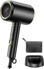 ドライヤー 1400W 大風量速乾 高濃度マイナスイオン 高效動力 折り畳み式超軽量設計 3段階温度調節 冷風/熱風 低騒音 過熱保護機能 便捷持ち運び 恒温ヘアケア 髪質改善 静電気抑制 抜け毛改善 美容師監修 家庭用 旅行用 サロン用 ノズル付き 収納ポー