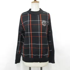 【パーリーゲイツ】美品 セットアップ セーター スカート2023年 原英莉花 ゴージャスなブラック×ゴールドが原英莉花に似合いすぎる