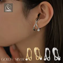 イヤーカフ イヤーカフス イヤカフ 両耳セット 大ぶり 金属アレルギー対応 18K ニッケルフリー クロスライン パール レディース 大人 かわいい ジュエリー ゴールド シルバー 送料無料 プチプライス高見え CRAIFE