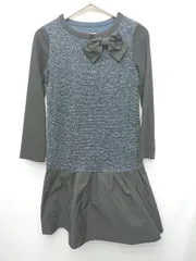 ◇ Θ GALLERY VISCONTI ツイード調　切替 長袖 ミニ ワンピース サイズ2 ネイビー レディース P  【1410160010884】