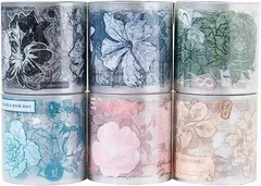 HapiChapi 可愛い 花 植物 PET ダイカット ステッカー 手帳 デコ テープ コラージュ ジャーナル(花,  1セット)