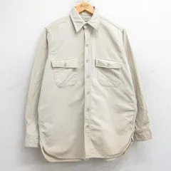 L/古着 エルエルビーン LLBEAN 長袖 ヘビー フランネル シャツ メンズ 80s コットン 薄ベージュ カーキ 25sep26 中古 トップス