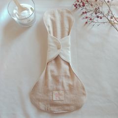 【布ナプキン】無添加コットンフランネルとコットンリネン ピンクベージュ無地 37cm 7層仕立て 1枚